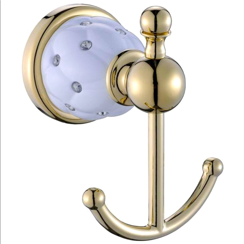 Fancy mounted double robe hook with crystals